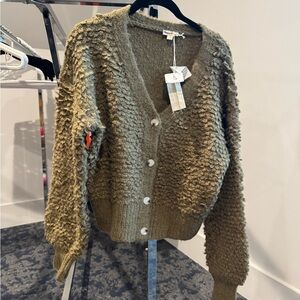 Hem & Thread Textured Olive Cardigan